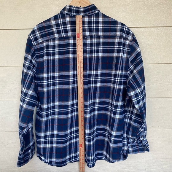 Jachs Mens 2XL Blue‎ Plaid Flannel Shirt 100% Cotton Button Down Mid Weight - Picture 9 of 13